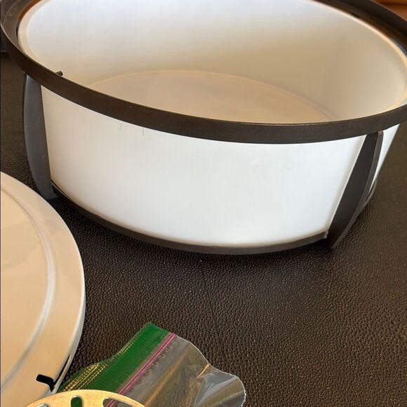 Modern White and Brown Ceiling Light Fixture Flush Mounted - Picture 10 of 10